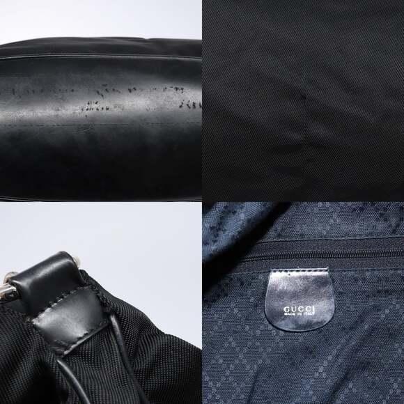 GUCCI Bamboo Shoulder Bag Nylon Black Silver 001 001 - Picture 11 of 13